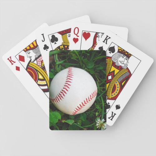White Baseball with Red Stitching Playing Cards