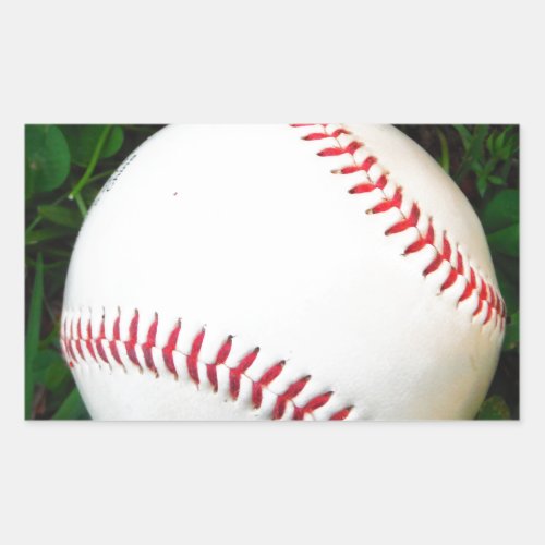 White Baseball with Red Stitching Rectangular Sticker