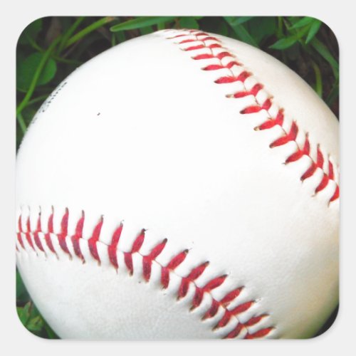 White Baseball with Red Stitching Square Sticker