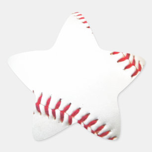 White Baseball with Red Stitching Star Sticker