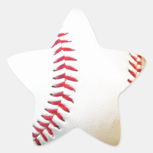 White Baseball with Red Stitching Star Sticker