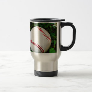 White Baseball with Red Stitching Travel Mug