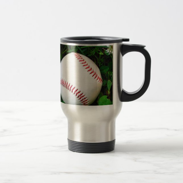White Baseball with Red Stitching Travel Mug (Right)