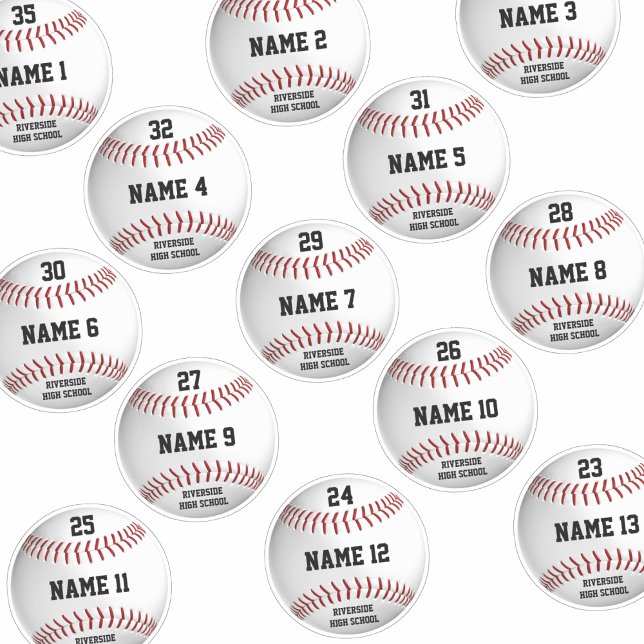 white baseballs set 13 personalized player names sticker (Creator Uploaded)