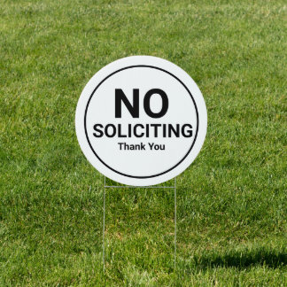 White Basic No Soliciting Yard Sign