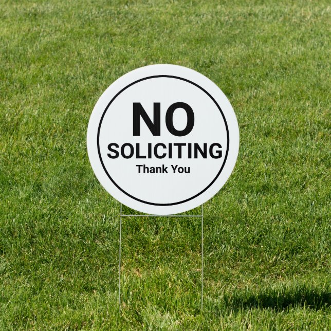 White Basic No Soliciting Yard Sign (Insitu)