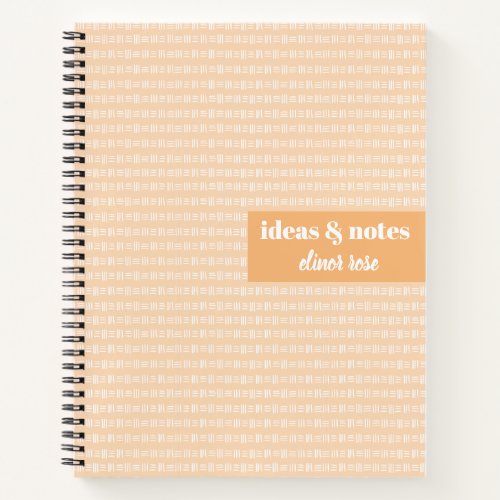 White Basket_Weave Stripe on Soft Orange Notebook