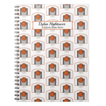 White Basketball | Goal Pattern Name | Subject Notebook by tjssportsmania at Zazzle