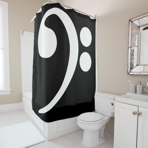 White Bass Clef Shower Curtain