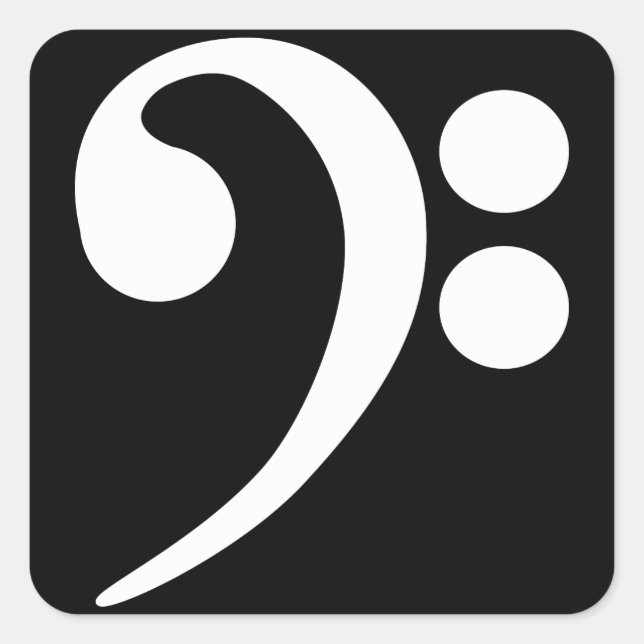 White Bass Clef Square Sticker (Front)