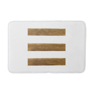 White Bath Mat with Gold Stripes
