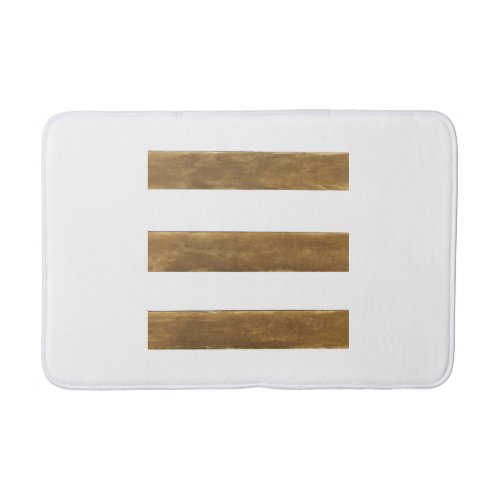 White Bath Mat with Gold Stripes