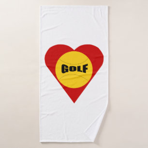 White bath towel LOVE GOLF