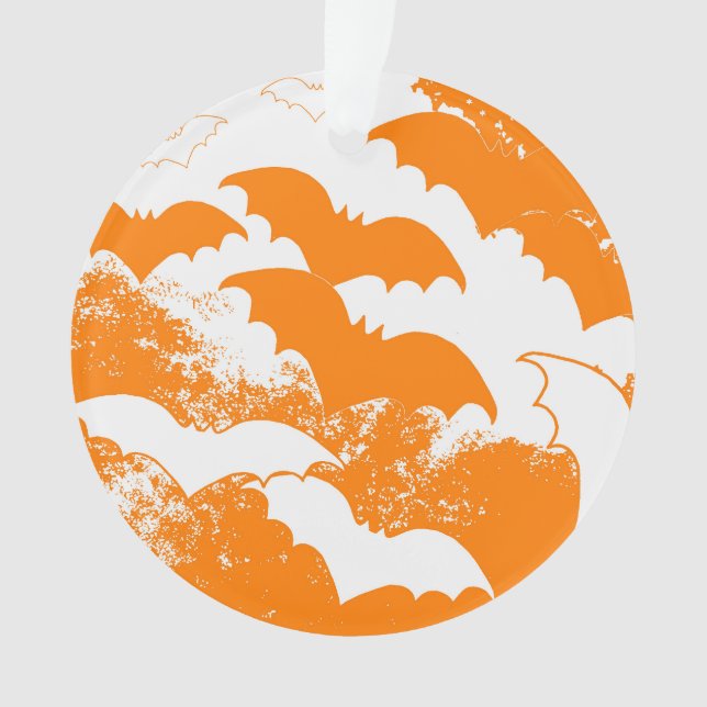 White Bats In Flight Orange  Ornament (Front)