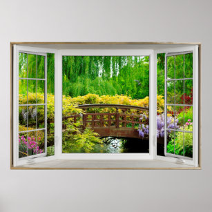White Bay Window Illusion - Colorful Scenery Poster