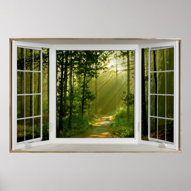 White Bay Window Illusion Forest Path Poster (Front)