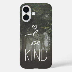 White Be Kind Quote Cute Heart Typography Girly iPhone 16 Case