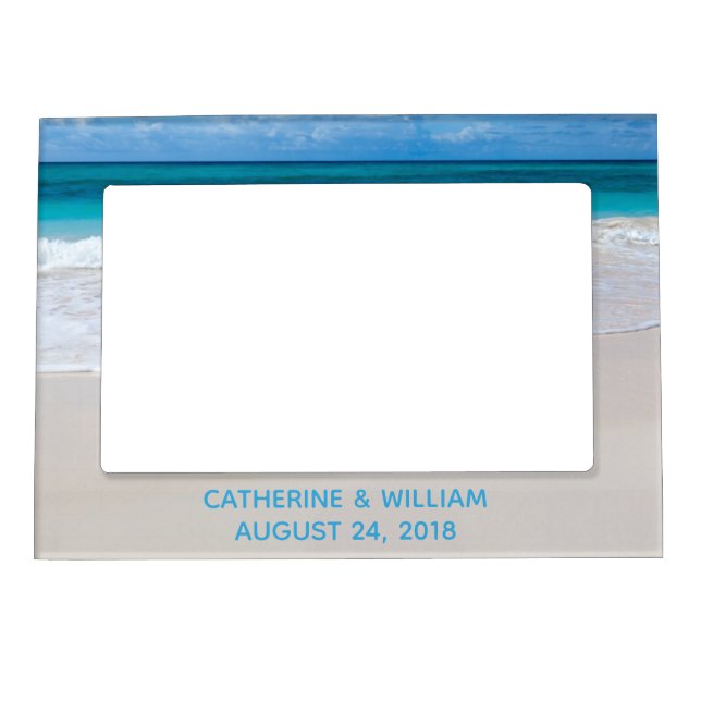 White Beach Custom Wedding Photo Magnetic Frame (Front)