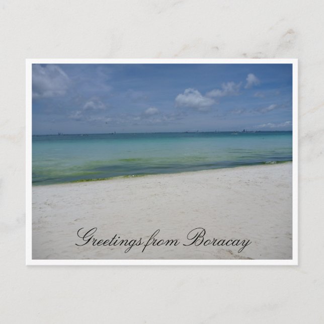 white beach greetings postcard (Front)