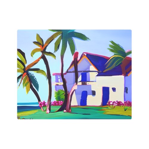 White Beach house Tropical Art