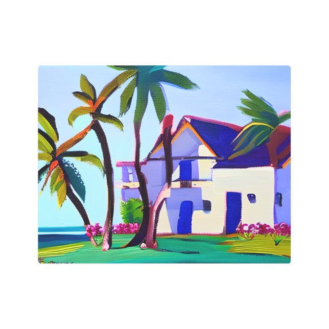 White Beach house Tropical Art (Front)