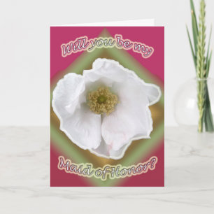 White Beach Rose Maid of Honor Request Card