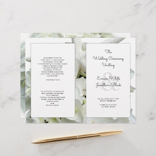 White Beach Theme Wedding Program