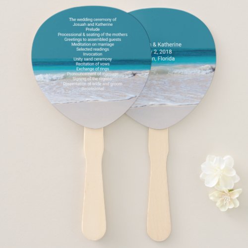 White Beach Theme Wedding Program Fan