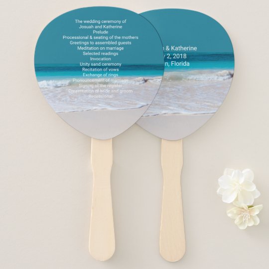 White Beach Theme Wedding Program Fan Zazzle Com