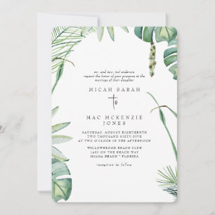 White Beach Tropics Bride Parents Wedding Invitation
