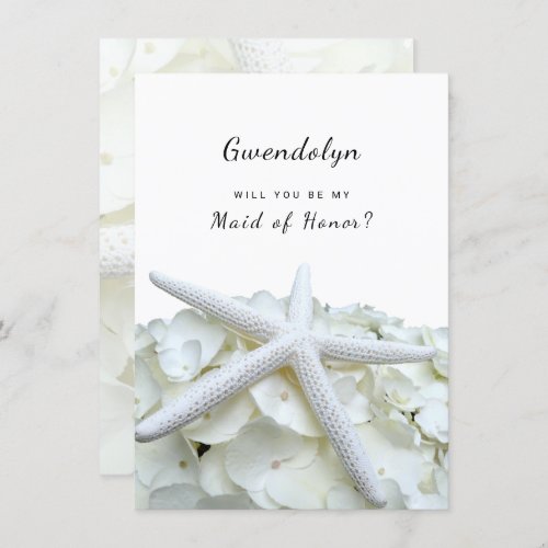 White Beach Wedding Be My Maid of Honor Card