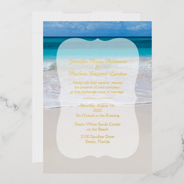 White Beach Wedding Foil Invitation (Envelope)
