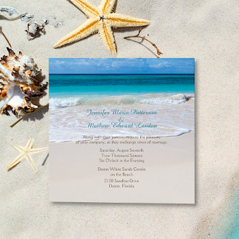 White Beach Wedding Invitation by Myweddingday at Zazzle
