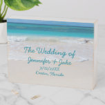 White Beach Wedding Personalized Wooden Box Sign at Zazzle
