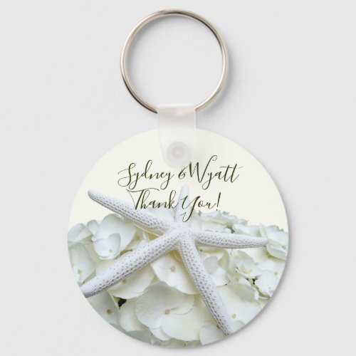 White Beach Wedding Starfish Favors Key Ring