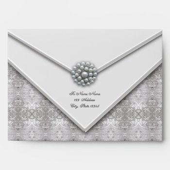 White Beaded Lace Pearl White Envelopes by decembermorning at Zazzle