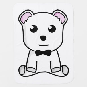 White bear cartoon receiving blanket