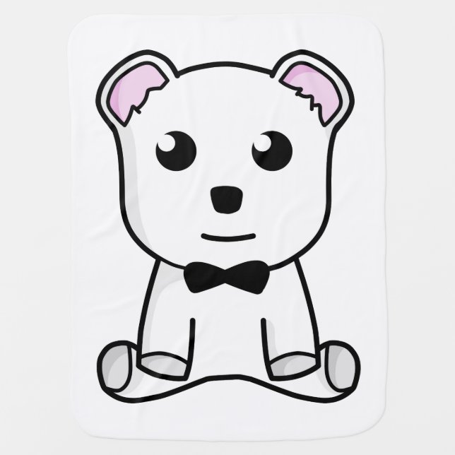 White bear cartoon receiving blanket (Front)