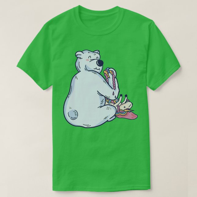 White Bear Eating Unicorn Premium  T-Shirt (Design Front)