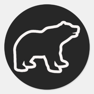 WHITE BEAR OUTLINE CLASSIC ROUND STICKER