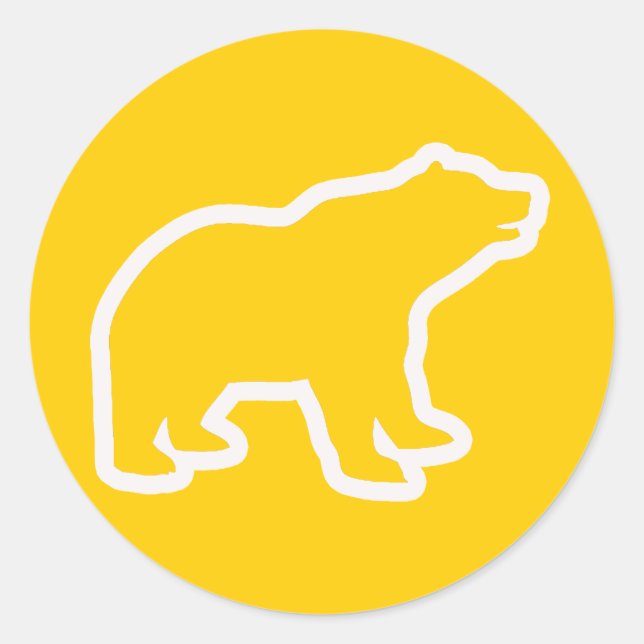 WHITE BEAR OUTLINE CLASSIC ROUND STICKER (Front)