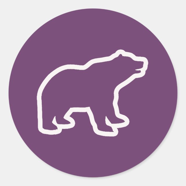 WHITE BEAR OUTLINE CLASSIC ROUND STICKER (Front)
