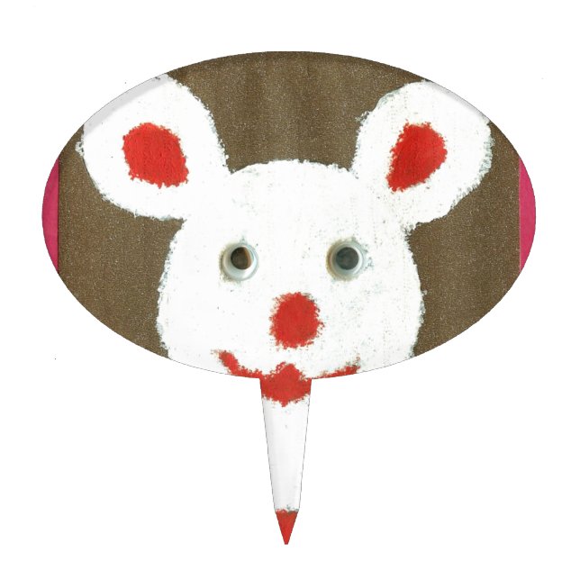 White Bear with Red Nose, Mouth, and Ears (Santa) Cake Topper (Front)