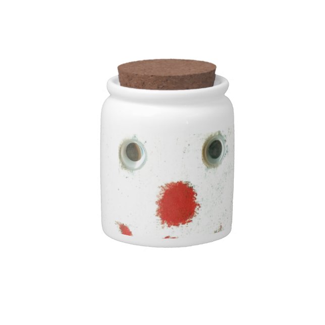 White Bear with Red Nose, Mouth, and Ears (Santa) Candy Jar (Front)