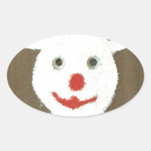 White Bear with Red Nose, Mouth, and Ears (Santa) Oval Sticker