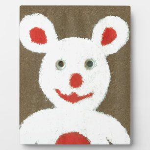 White Bear with Red Nose, Mouth, and Ears (Santa) Plaque