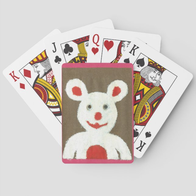 White Bear with Red Nose, Mouth, and Ears (Santa) Poker Cards (Back)