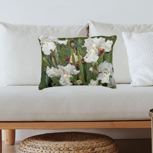White Bearded Iris Blooms Floral Accent Pillow (Creator Uploaded)