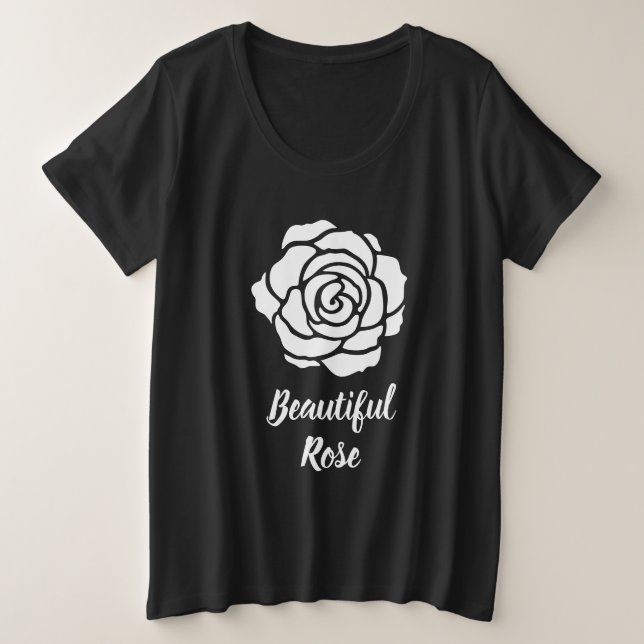 White Beautiful Rose Plus Size T-Shirt (Design Front)