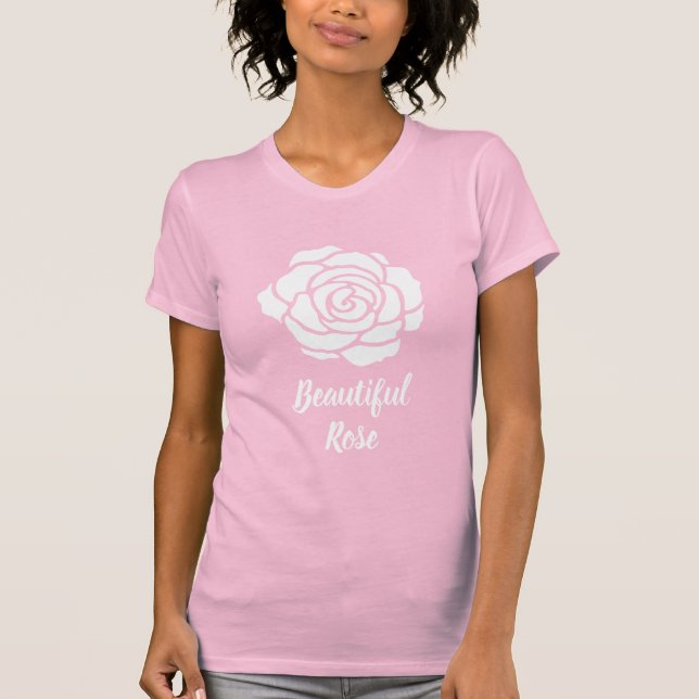 White Beautiful Rose T-Shirt (Front)